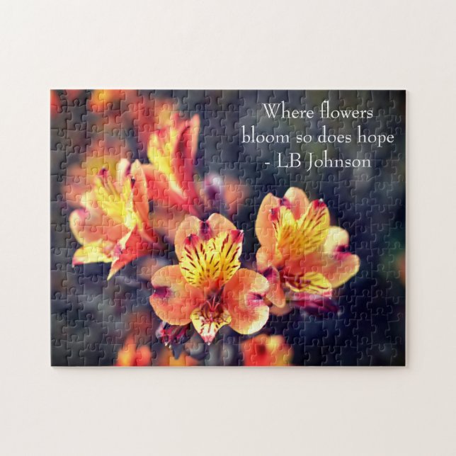 Peruanische Lily-Blume botanische Inspiration Puzzle (Horizontal)