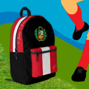 Peruanischer Flag-Rucksack, Peru, Patriot schwarz Bedruckter Rucksack