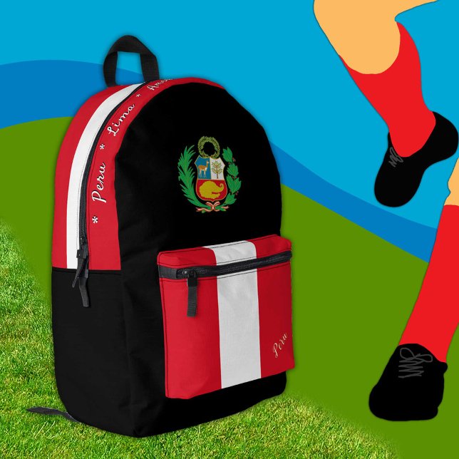 Peruanischer Flag-Rucksack, Peru, Patriot schwarz Bedruckter Rucksack (Von Creator hochgeladen)