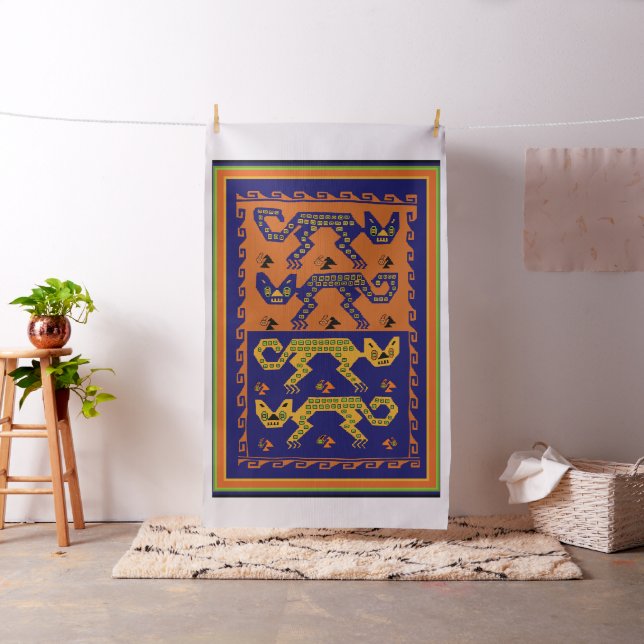 Peruanisches Inca Cat Design Fabric Stoff (Beispiel)