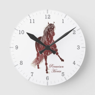 Peruanisches Pferd Woodcut Runde Wanduhr