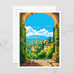 Perugia Italien Vintage Reise Illustration Postkarte