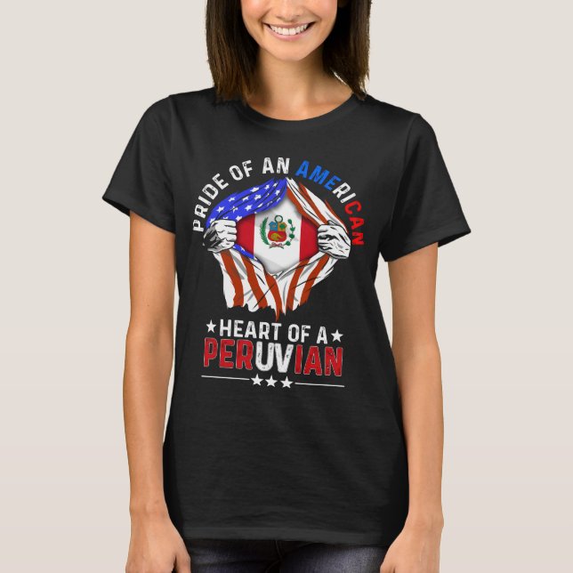 Peruvian American Foreign Country Peru Flag T-Shirt (Vorderseite)