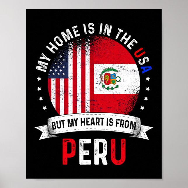 Peruvian American Patriot Heart Is From Peru Flag  Poster (Vorne)