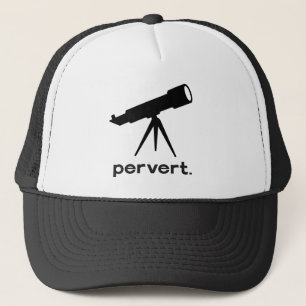 Pervert mit Teleskop-lustigem Parodie-Spaß Truckerkappe