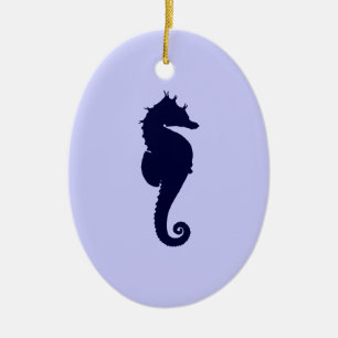 Perwinkle und Dark Blue Sea Horse Keramik Ornament