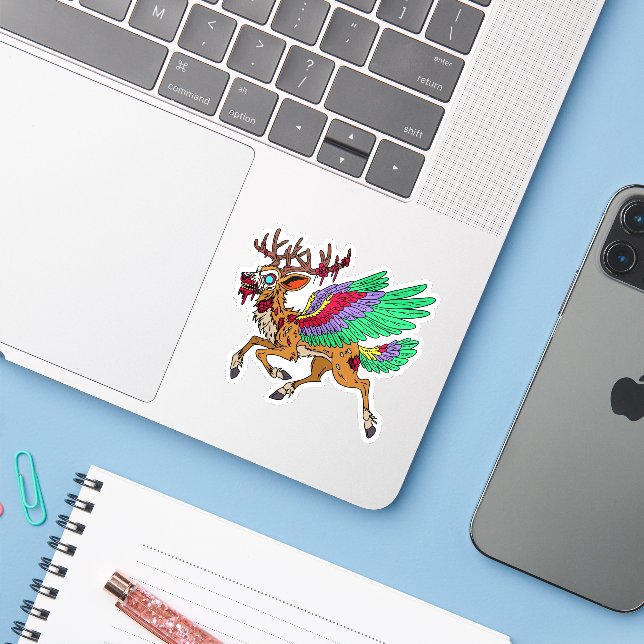 Peryton Zombie Aufkleber (Laptop mit iPhone)