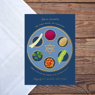 Pesach Seder Plate Happy Pessach Abendessen Folieneinladung