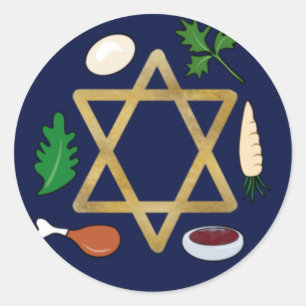 Pesach Seder plate Star von David Runder Aufkleber