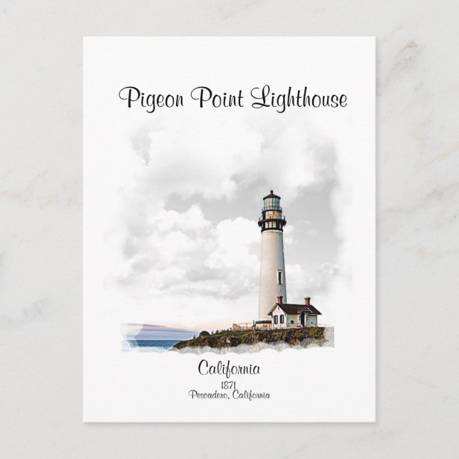 PESCADERO POINT LIGHTHOUSE - POSTCARD POSTKARTE (Vorderseite)