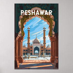 Peshawar Pakistan Reise Kunst Vintage Poster