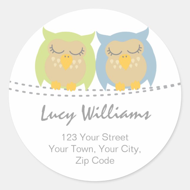 Pesrsonalized Owl Address Stickers (Vorderseite)
