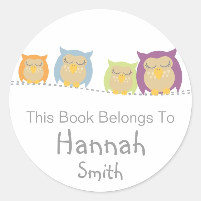 Pesrsonalized Owl Book Stickers (Vorderseite)