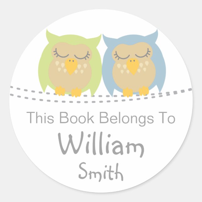Pesrsonalized Owl Book Stickers (Vorderseite)