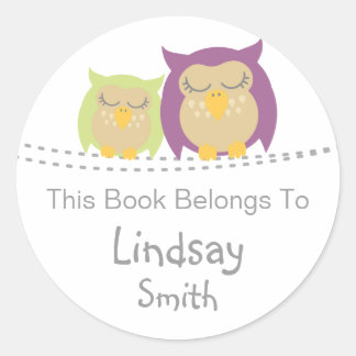 Pesrsonalized Owl Book Stickers