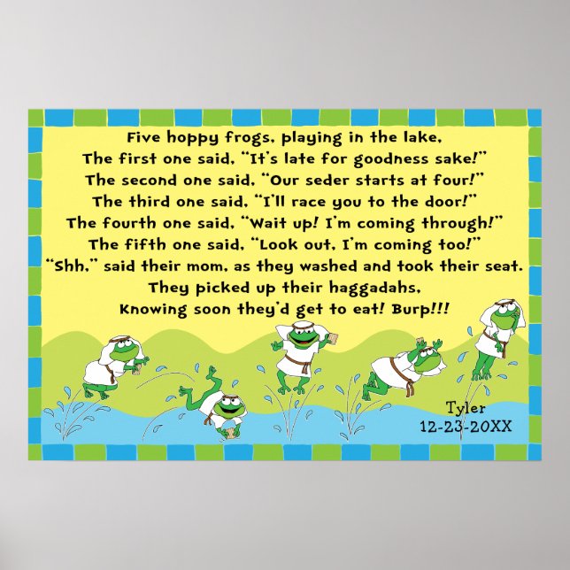 Pessach 5 Hoppy Frogs Poster 20 x 24 Matte Finish (Vorne)