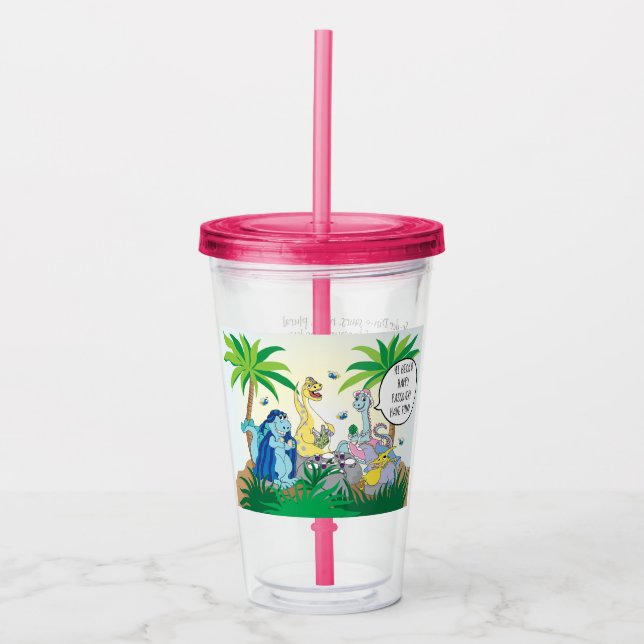 Pessach Acrylic Tumbler 16 oz Dinosaurier Seder Acryltrinkbecher (Vorderseite)