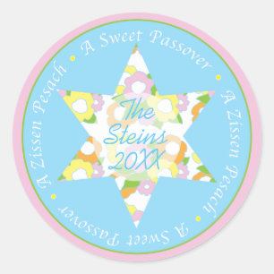 Pessach-Aufkleber "Pessach-Blume" Runder Aufkleber