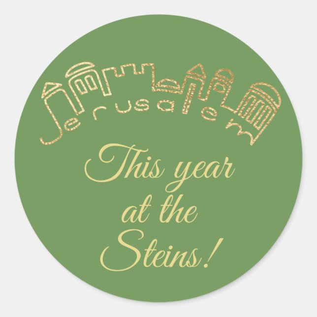 Pessach-Aufkleber Runde "Gold Jerusalem" Runder Aufkleber (Vorderseite)