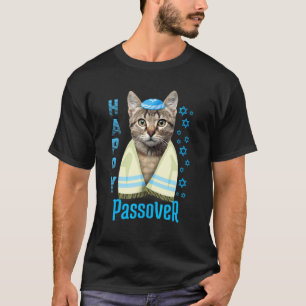 Pessach Frohes Pessach Katze Seder Jüdischer Feier T-Shirt