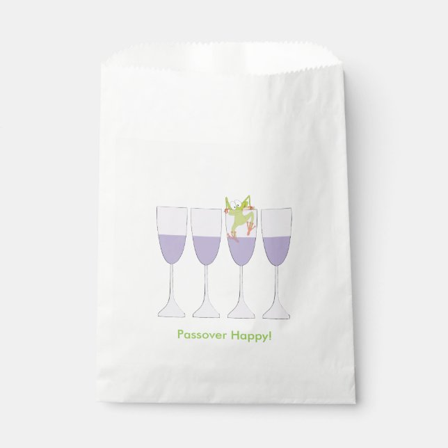 Pessach "Frosch und Wein" Goodie Favor Bag Geschenktütchen (Vorderseite)