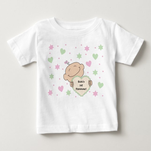 Pessach für Babys Herz und Sterne Baby T-shirt (Vorderseite)