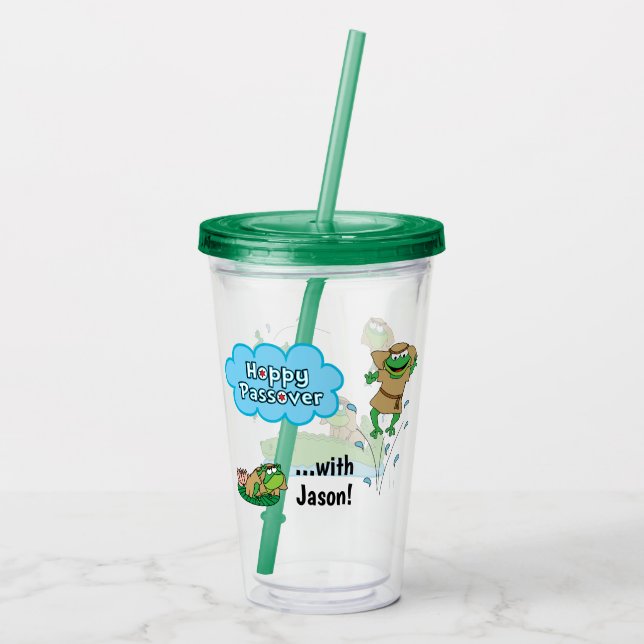 Pessach Gree Acrylic Tumbler 16 oz Hoppy Pessach Acryltrinkbecher (Rückseite)