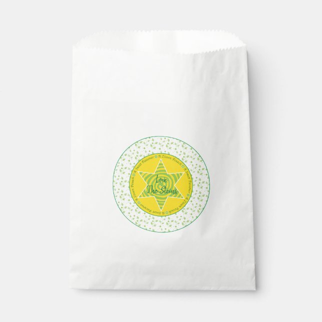 Pessach "Green Yellow Star" Goodie Favor Bag Geschenktütchen (Vorderseite)