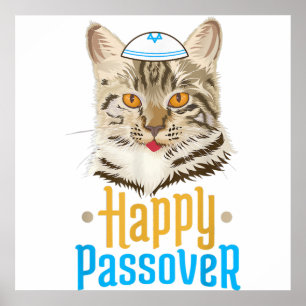 Pessach Happy Pessach Cat Funny Seder Juden Poster