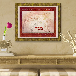 Pessach Pesach Lamb Torah Scroll Doorpost Kräutern Poster