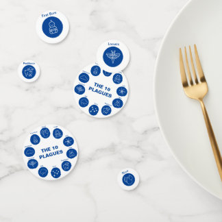 Pessach Seder 10 Pest blau und weiß Konfetti