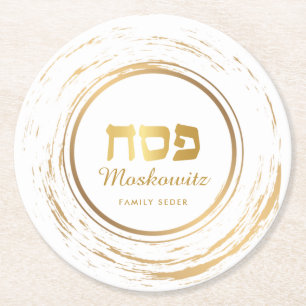 Pessach Seder Elegant Modern Gold Schwung Rund Pap Runder Pappuntersetzer