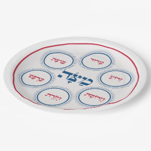 Pessach Seder Plate Hebräisch Modern Pappteller