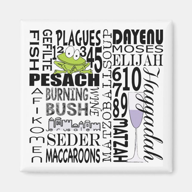 Pessach Square Magnet "Dayenu and more.." (Vorne)