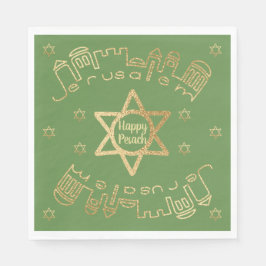 Pessach Standard Napkins Muster "Gold Jerusalem" Serviette