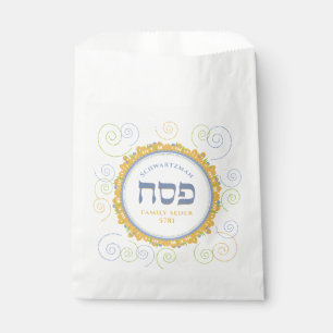 Pessach Weiß Jerusalem Swirl Hebräisch Name Geschenktütchen