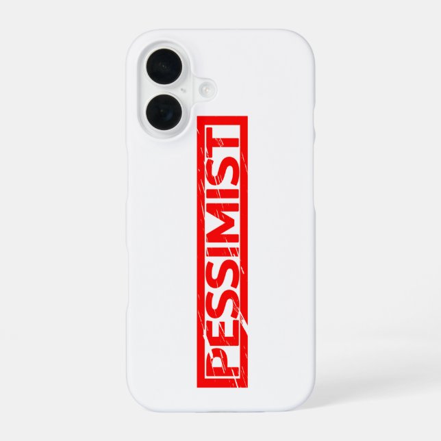 Pessimist-Briefmarke iPhone 16 Hülle (Rückseite)
