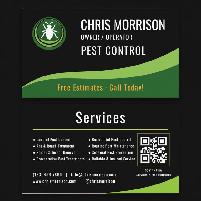 Pest Control Service QR Code Visitenkarte (Von Creator hochgeladen)