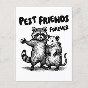 Pest Friends Forever Black Print Feiertagspostkarte