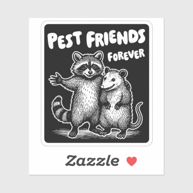 Pest Friends Forever White Print Aufkleber (Blatt)