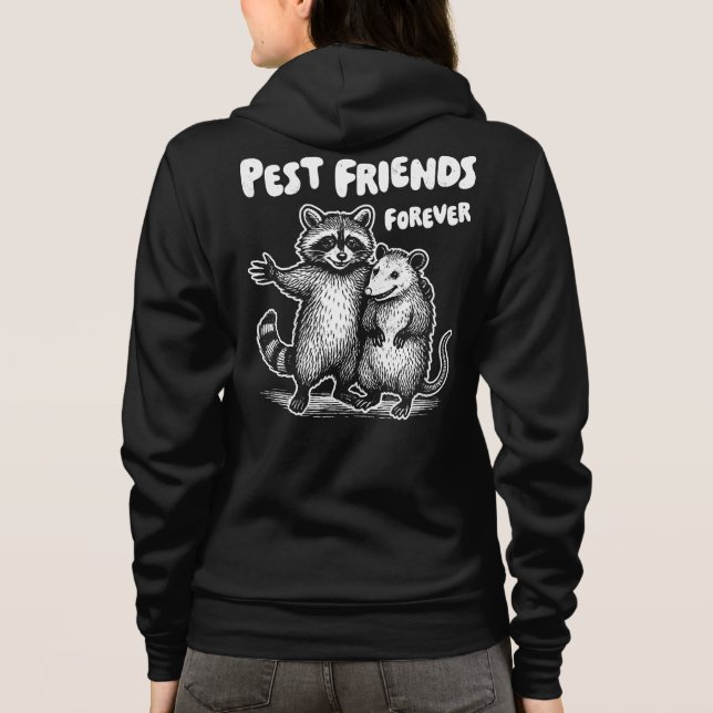 Pest Friends Forever White Print Front & Back Hoodie (Rückseite)