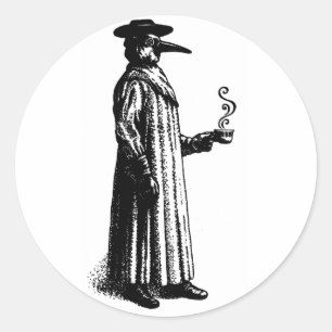 Pestarzt mit heißer Cuppa Runder Aufkleber