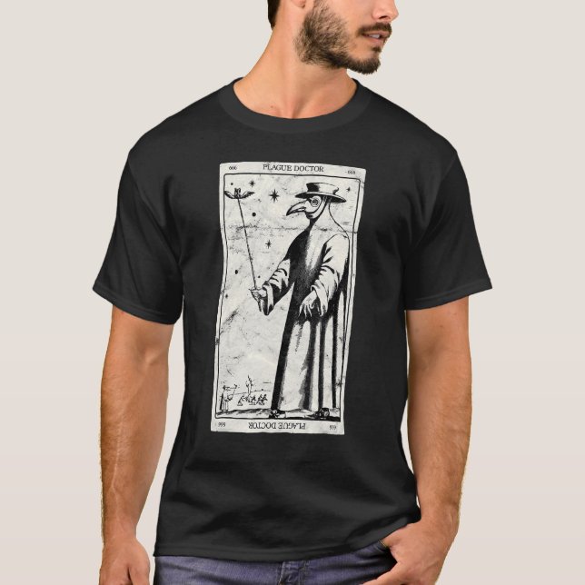 Pestärzt okkultisiert Schwarzes Tarot T-Shirt (Vorderseite)
