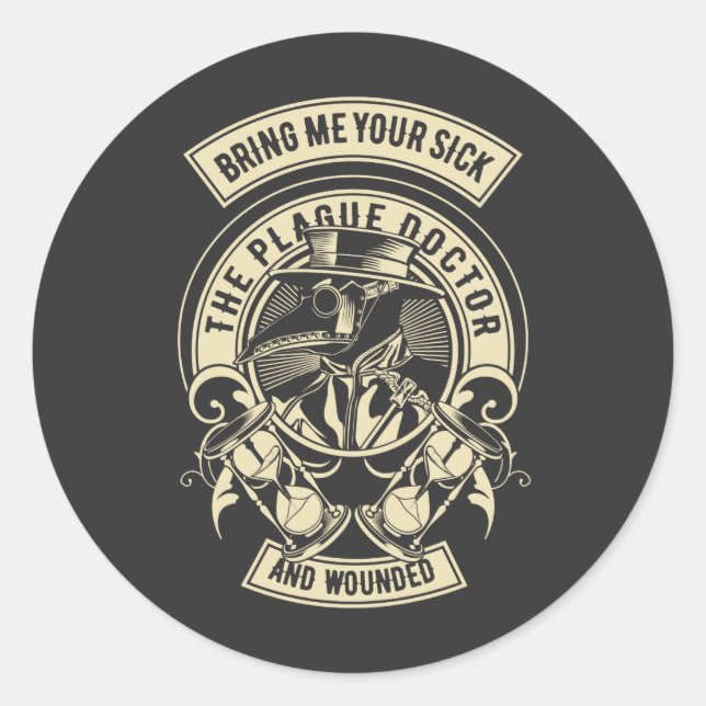 Pestarzt Vintag Runder Aufkleber (Vorderseite)