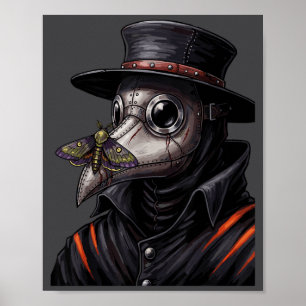 Pestdoktor Gothic Cottagecore-Motten-Gesichtsmaske Poster