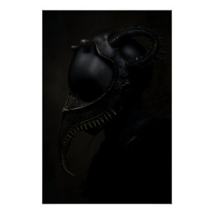 Pestdoktor-Maske Obsidian-Hörner Horror Poster