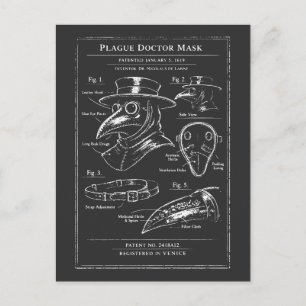 Pestdoktor-Masken-Blueprint Postkarte