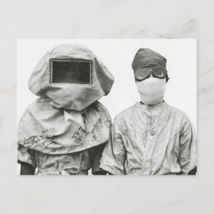 Pestexperiment-Masken 1912 Manila Reproduktion Postkarte