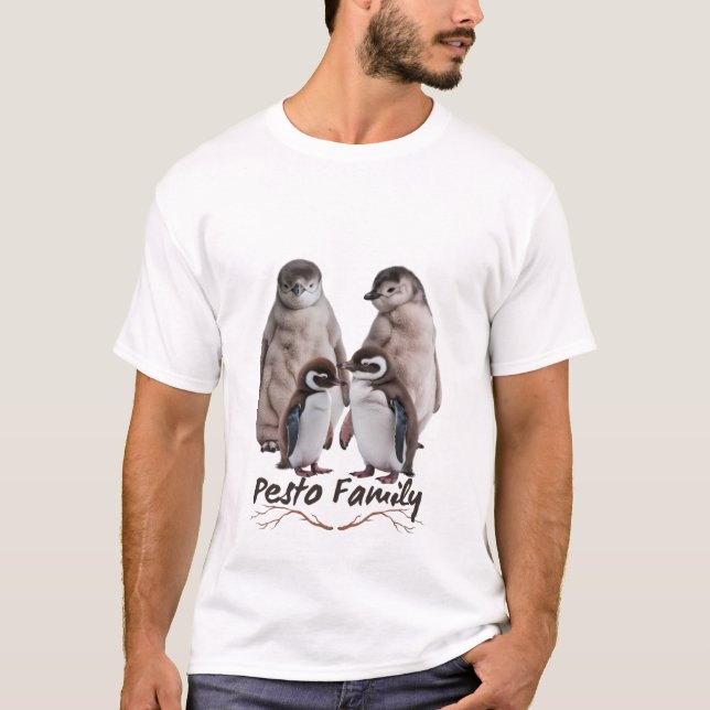 Pesto Der Pinguin Der berühmte Vogel mit der Famil T-Shirt (Vorderseite)