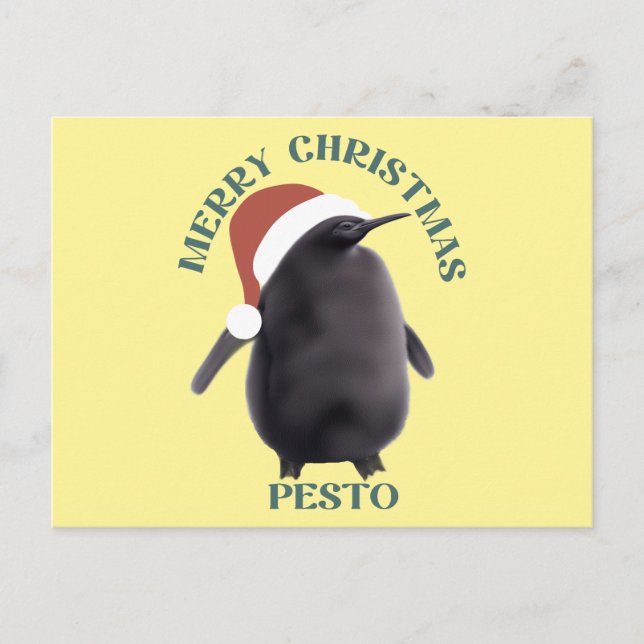 Pesto Penguin Weihnachten Postkarte (Vorderseite)